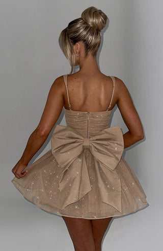 Polly Mini Dress - Gold Sparkle - glavon