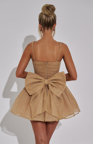 Polly Mini Dress - Gold Sparkle - glavon