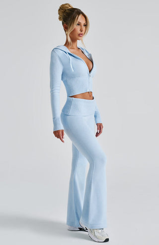 Portia Knit Hoodie - Baby Blue - glavon