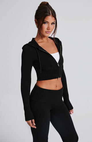 Portia Knit Hoodie - Black - glavon