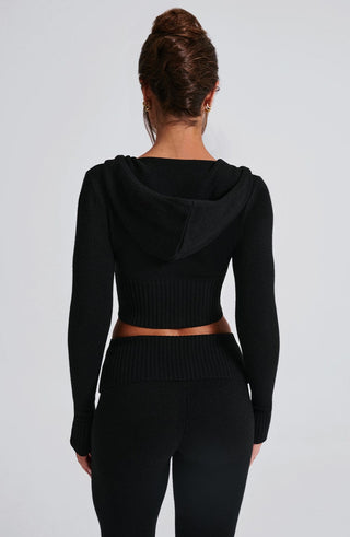 Portia Knit Hoodie - Black - glavon