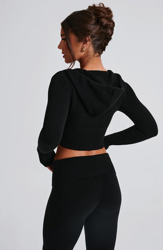 Portia Knit Hoodie - Black - glavon