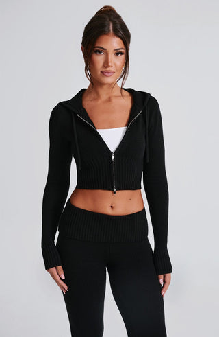 Portia Knit Hoodie - Black - glavon