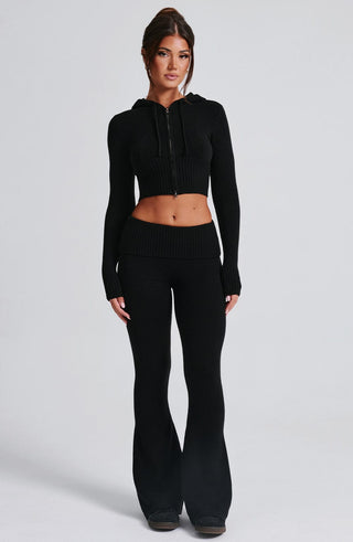 Portia Knit Hoodie - Black - glavon
