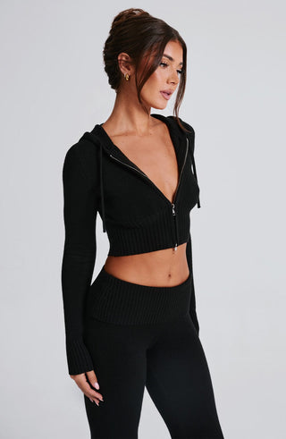 Portia Knit Hoodie - Black - glavon