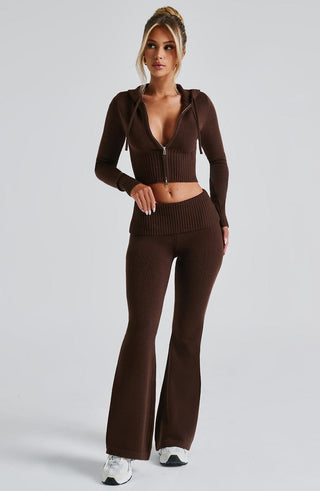 Portia Knit Hoodie - Chocolate - glavon