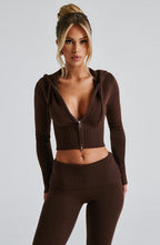 Portia Knit Hoodie - Chocolate - Napalia