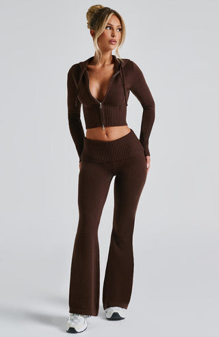 Portia Knit Hoodie - Chocolate - glavon