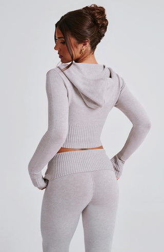 Portia Knit Hoodie - Light Grey Marl - glavon