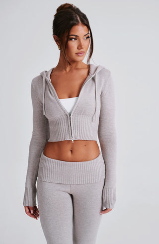 Portia Knit Hoodie - Light Grey Marl - glavon