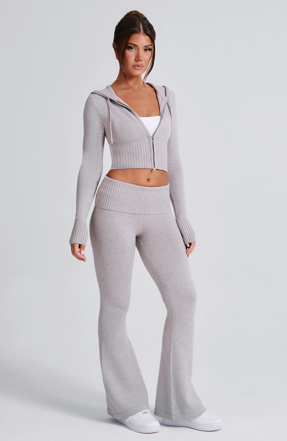Portia Knit Hoodie - Light Grey Marl - Napalia