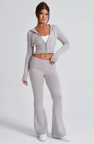 Portia Knit Hoodie - Light Grey Marl - glavon