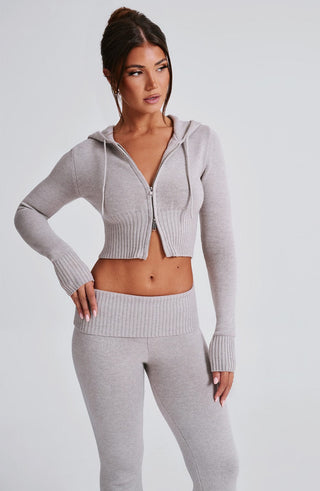Portia Knit Hoodie - Light Grey Marl - glavon