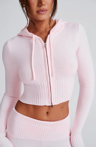 Portia Knit Hoodie - Pink - glavon