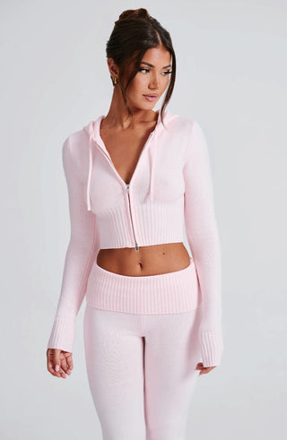 Portia Knit Hoodie - Pink - glavon