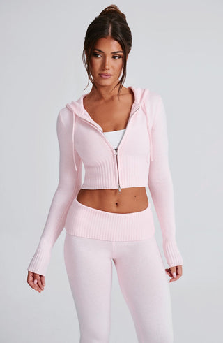 Portia Knit Hoodie - Pink - glavon