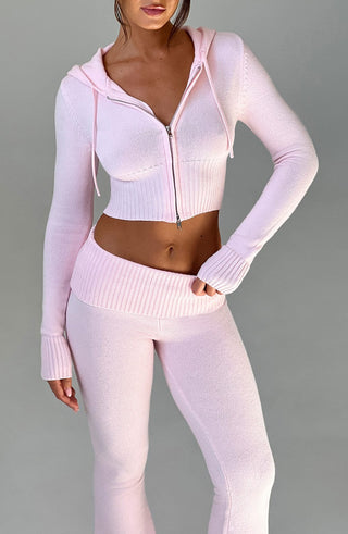 Portia Knit Hoodie - Pink - glavon