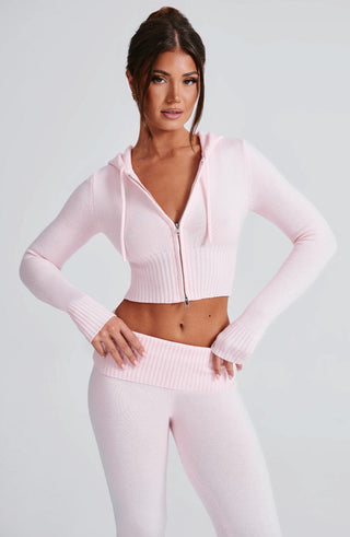 Portia Knit Hoodie - Pink - glavon