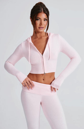 Portia Knit Hoodie - Pink - glavon