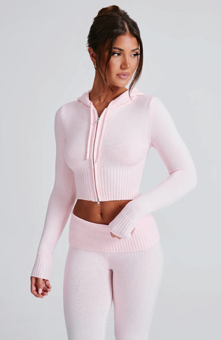 Portia Knit Hoodie - Pink - glavon