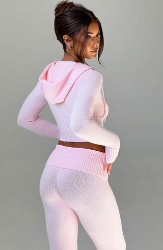 Portia Knit Hoodie - Pink - glavon