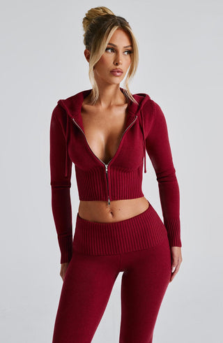 Portia Knit Hoodie - Red - glavon