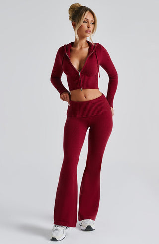 Portia Knit Hoodie - Red - glavon
