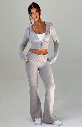 Portia Knit Pants - Light Grey Marl - glavon