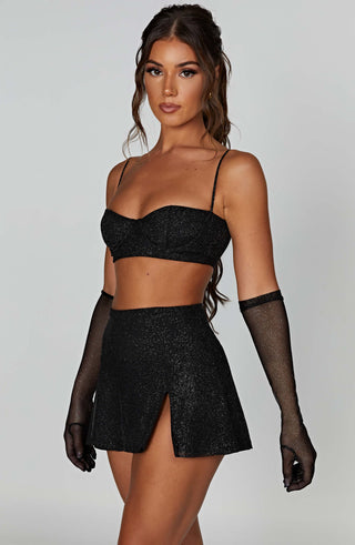 Posie Mini Skirt - Black Sparkle - glavon