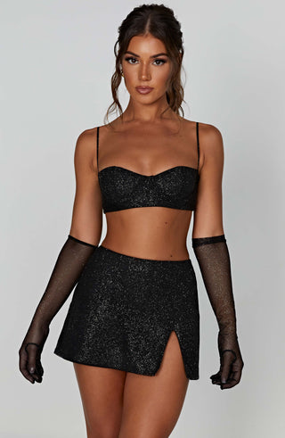 Posie Mini Skirt - Black Sparkle - glavon