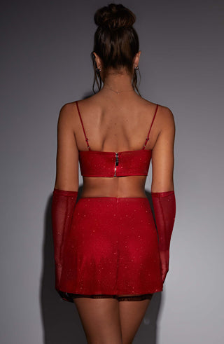 Posie Mini Skirt - Red Sparkle - glavon