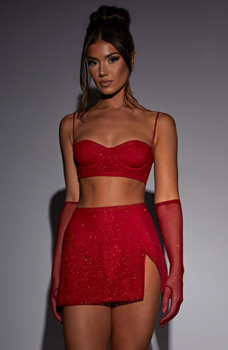 Posie Mini Skirt - Red Sparkle - glavon