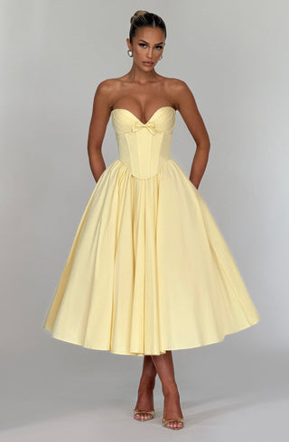 Prim Midi Dress - Lemon - glavon
