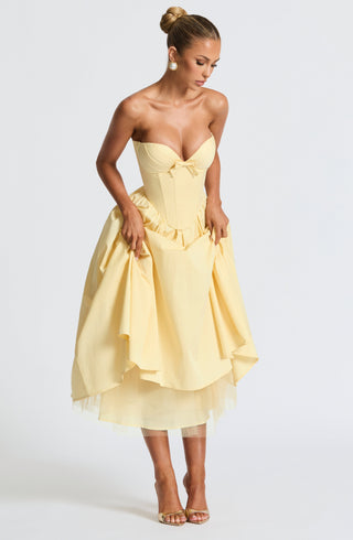Prim Midi Dress - Lemon - glavon