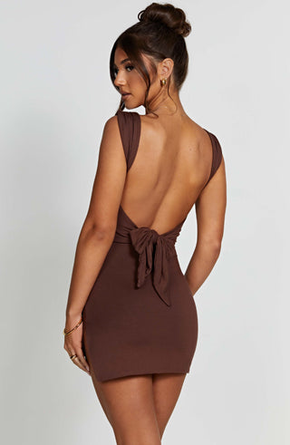 Ria Mini Dress - Chocolate - glavon