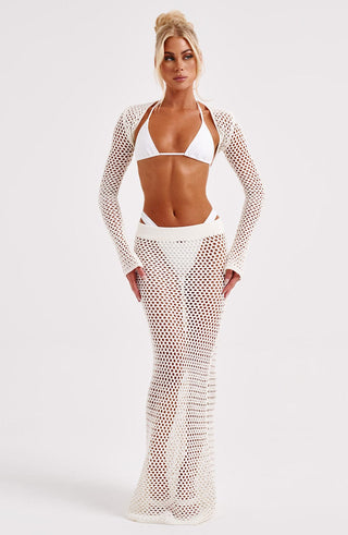 Riella Maxi Skirt - White - glavon