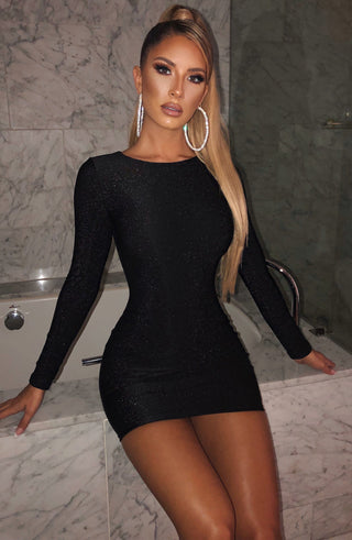 Rilee Mini Dress - Black Sparkle - glavon