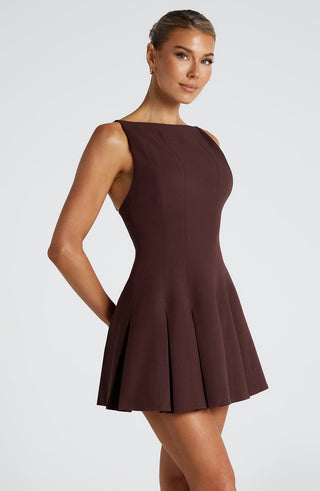 Rory Mini Dress - Plum Brown - glavon