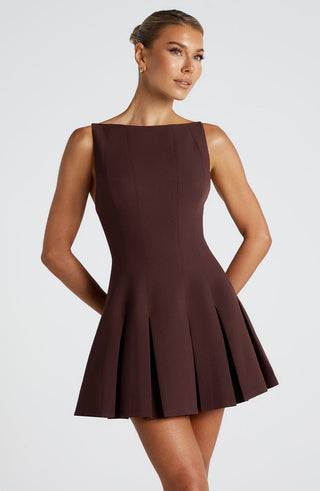 Rory Mini Dress - Plum Brown - glavon