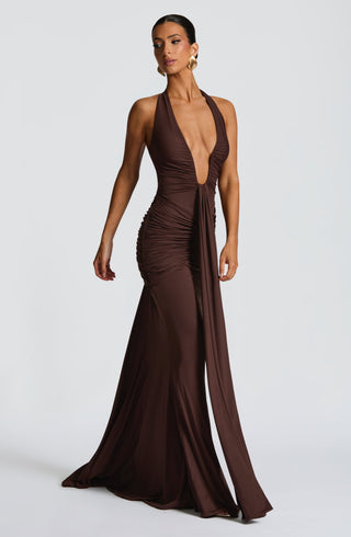 Rosetta Maxi Dress - Plum Brown - glavon
