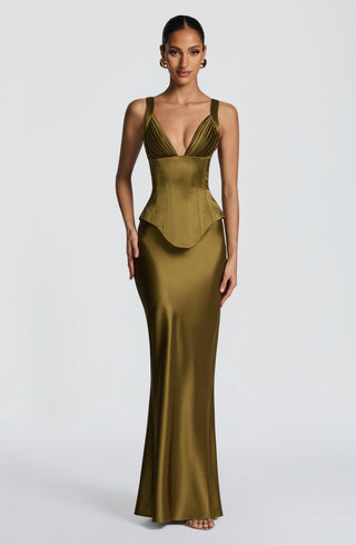 Rowan Corset - Deep Olive - glavon