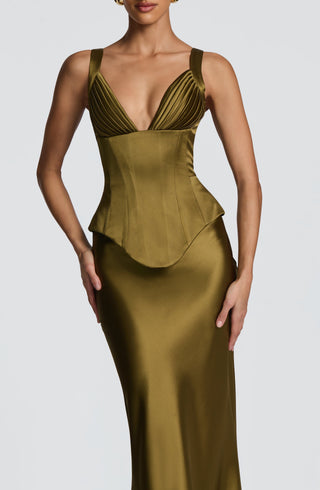 Rowan Corset - Deep Olive - glavon