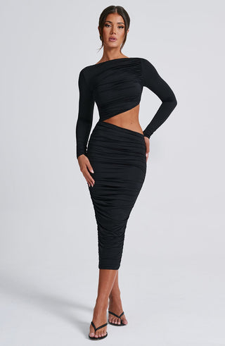 Rylee Midi Dress - Black - glavon