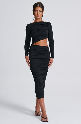 Rylee Midi Dress - Black - glavon