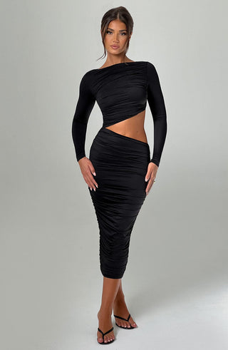 Rylee Midi Dress - Black - glavon