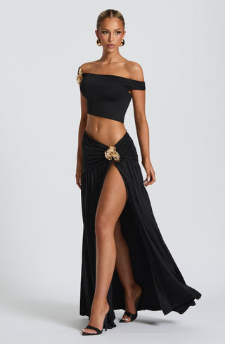 Saira Maxi Skirt - Black - glavon