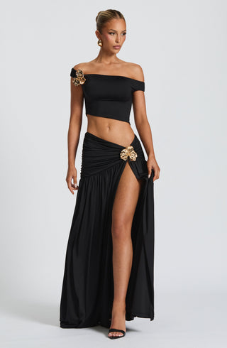 Saira Maxi Skirt - Black - glavon
