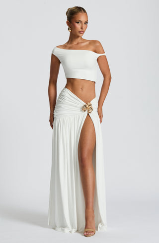 Saira Maxi Skirt - White - glavon
