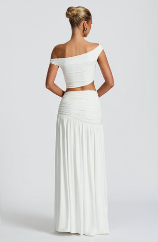 Saira Maxi Skirt - White - glavon