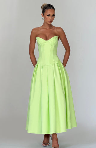 Salma Midi Dress - Lime - glavon